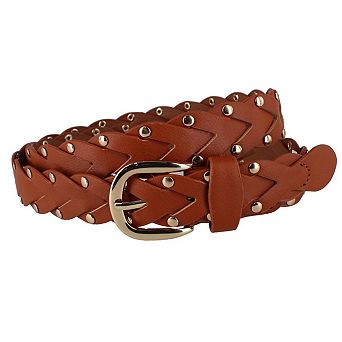 CTM Women's Braided Studded Dress Belt