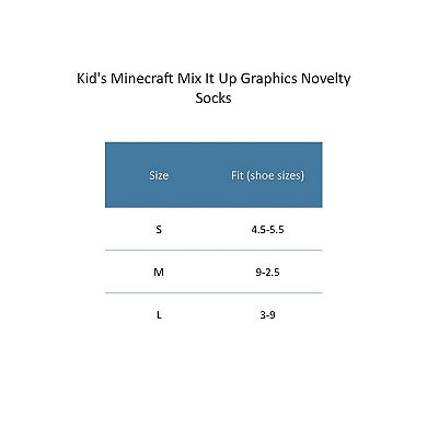 CTM Kid's Minecraft Mix It Up Graphics Novelty Socks (6 Pack)