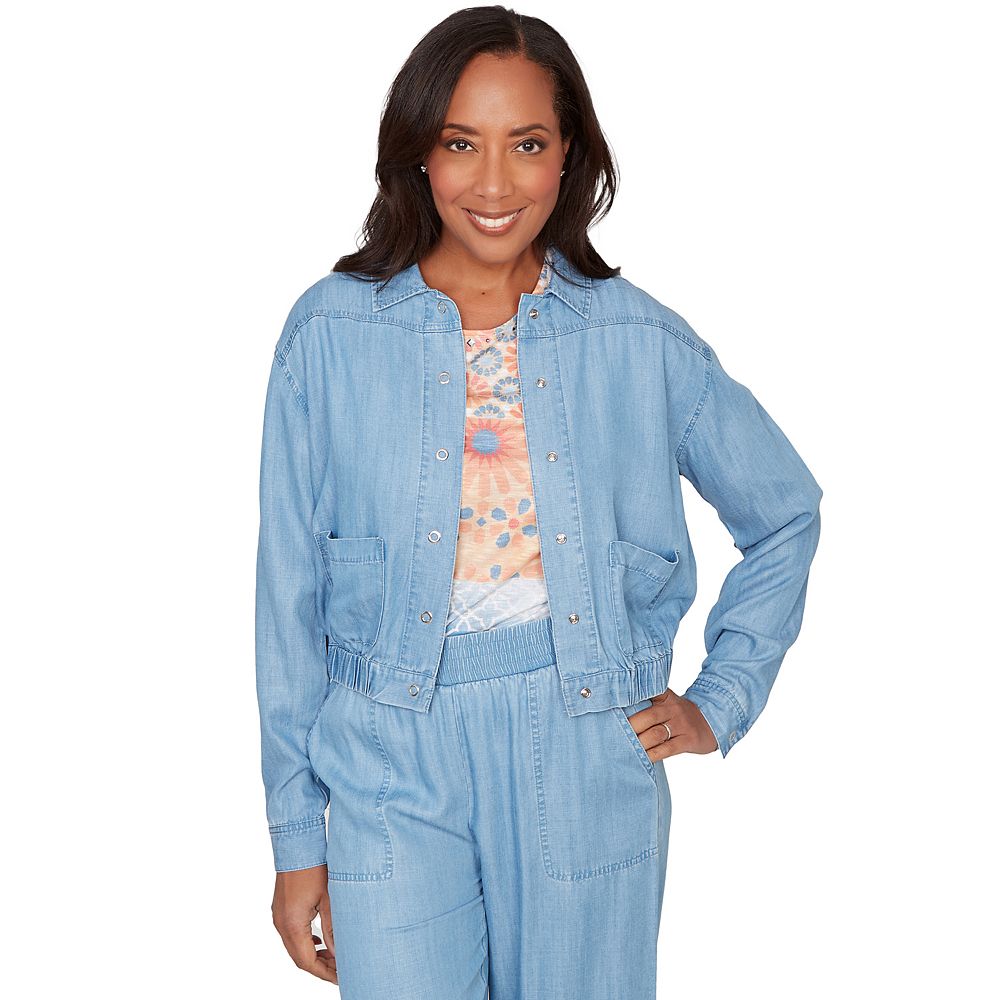 Petite Alfred Dunner Casual Elastic Lyocell Shirt Jacket