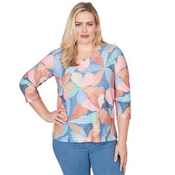 Petite Alfred Dunner Abstract Floral V-Neck Top