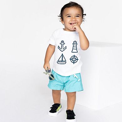 Anchor Lighthouse Boat Compass - Toddler Short Sleeve Graphic T-Shirt