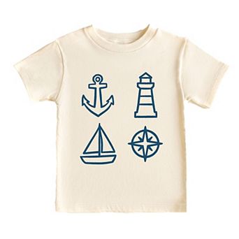 Anchor Lighthouse Boat Compass - Toddler Short Sleeve Graphic T-Shirt
