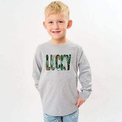 Lucky Paint Print - Youth Long Sleeve Graphic T-Shirt