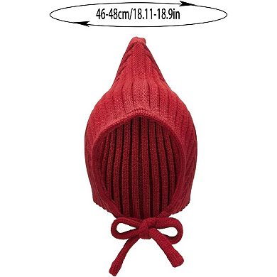 Baby Knit Hat - Wool, Ribbed, Adjustable, Warm
