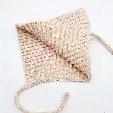 Baby Knit Hat - Wool, Ribbed, Adjustable, Warm