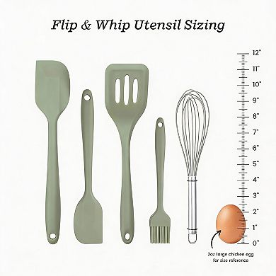 Upgrade Silicone Kitchen Utensils Set - Heat Resistant to 600F - Non Scratch - 5 Pcs