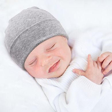 6 Pack Baby Beanies, Unisex Cotton Hats, 0-6 Months, Foldable Edge, Soft & Breathable
