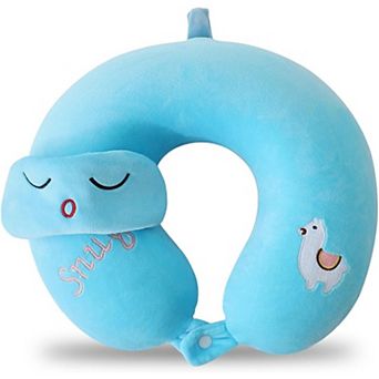 Ergonomic Kids Travel Pillow with Memory Foam & Sleep Mask