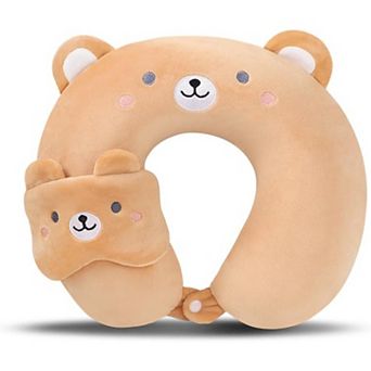 Ergonomic Kids Travel Pillow with Memory Foam & Sleep Mask