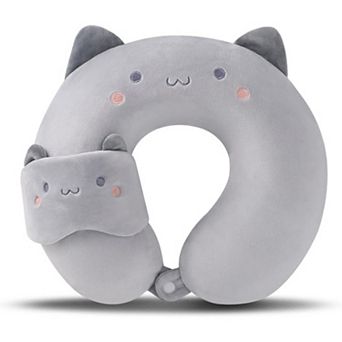Ergonomic Kids Travel Pillow with Memory Foam & Sleep Mask