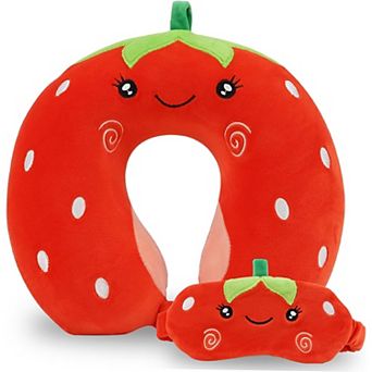 Ergonomic Kids Travel Pillow with Memory Foam & Sleep Mask