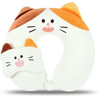 Ergonomic Kids Travel Pillow with Memory Foam & Sleep Mask