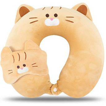 Ergonomic Kids Travel Pillow with Memory Foam & Sleep Mask