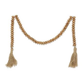 HomeRoots 36" Brown Rope And Wood Hand Painted Decorative Tassel
