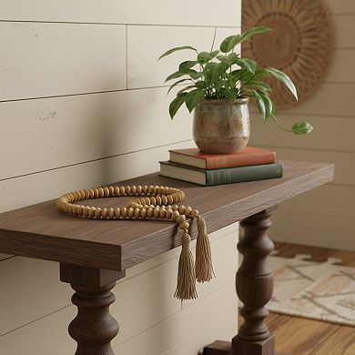 HomeRoots 36" Brown Rope And Wood Hand Painted Decorative Tassel