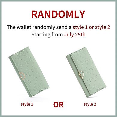 Leather Wallet for Women, RFID Blocking, 9 Card Slots, Multiple Pockets