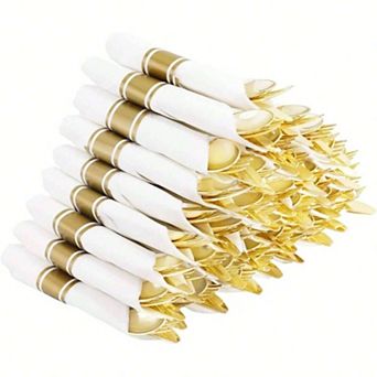 100 Pack Disposable Rose Gold Cutlery Set for Parties