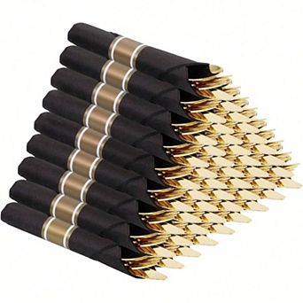100 Pack Disposable Rose Gold Cutlery Set for Parties