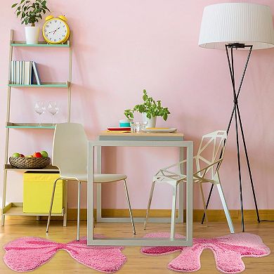 2 Pcs Bathroom Pink Bow Rugs Coquette Preppy Cute Bow Shaped Bath Mats Home Decor Non Slip