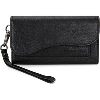 Premium Women's Large Wallet with Saddle Design, RFID Protection, & Wrist Strap