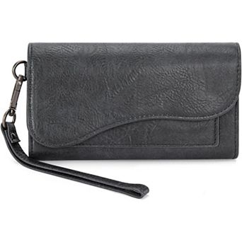 Premium Women's Large Wallet with Saddle Design, RFID Protection, & Wrist Strap