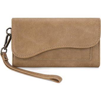 Premium Women's Large Wallet with Saddle Design, RFID Protection, & Wrist Strap