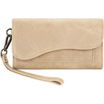 Premium Women's Large Wallet with Saddle Design, RFID Protection, & Wrist Strap