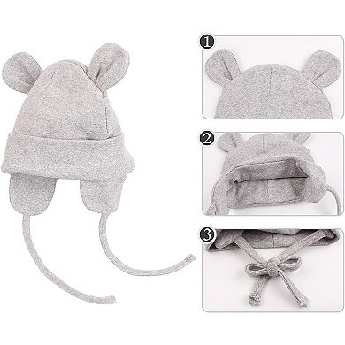 Cotton Bear Ears Newborn Hat - Adjustable, Soft, 100% Cotton