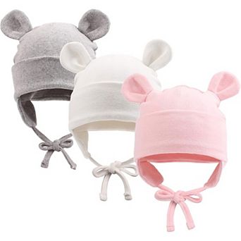Cotton Bear Ears Newborn Hat - Adjustable, Soft, 100% Cotton