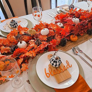 5 Pack Fall Leaf Garland, Hanging Vines Garland Artificial Fall Maple Leaves Decor