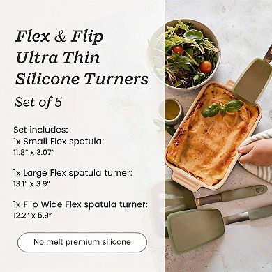 Silicone Turner Set: High Heat Resistant, Non Scratch, Dishwasher Safe