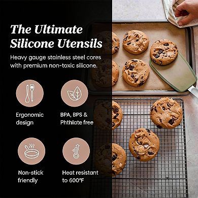 Silicone Turner Set: High Heat Resistant, Non Scratch, Dishwasher Safe