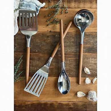 Handcrafted Olive Wood & Stainless Steel 4-Piece Cooking Set