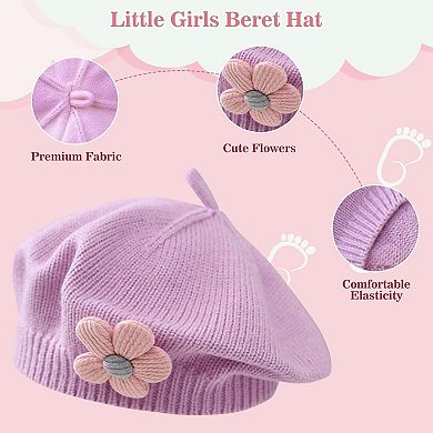 Toddler Cute Flower Beret Hat, French Style, 0-3 Years