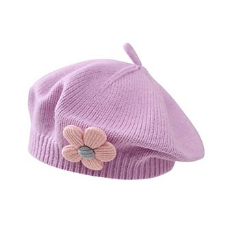 Toddler Cute Flower Beret Hat, French Style, 0-3 Years