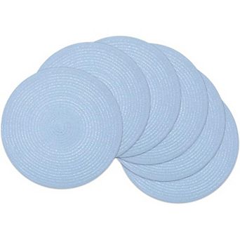 15 Inch Round Braided Placemats Set of 6 Non Slip Heat Resistant Cotton Polyester Table Mats