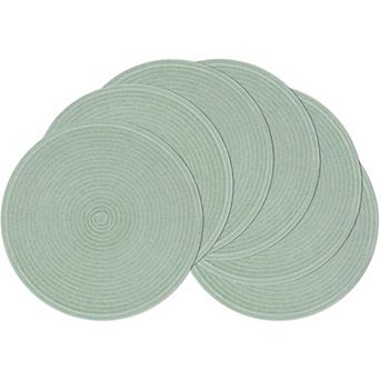 15 Inch Round Braided Placemats Set of 6 Non Slip Heat Resistant Cotton Polyester Table Mats
