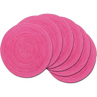 15 Inch Round Braided Placemats Set of 6 Non Slip Heat Resistant Cotton Polyester Table Mats