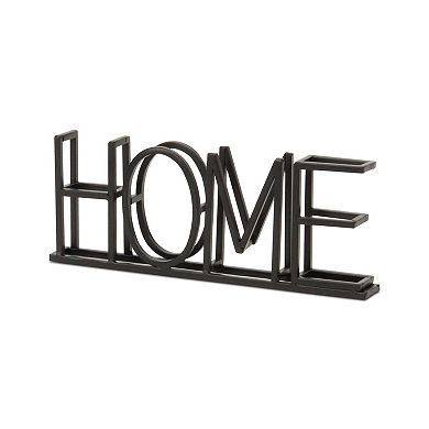 HomeRoots 11" Black Metal Home Tabletop Sign