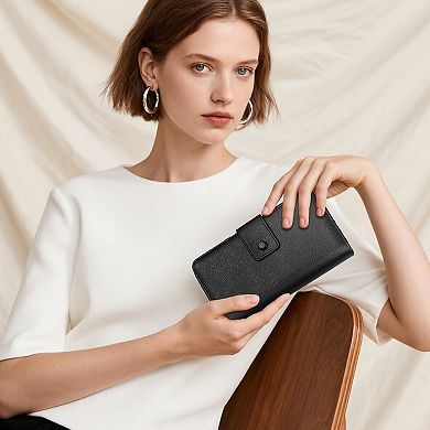 Compact RFID-Protected Wristlet Wallet with 12 Card Slots