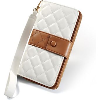 Compact RFID-Protected Wristlet Wallet with 12 Card Slots