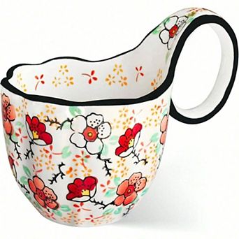Handpainted Soup Bowl with Wide Handle for Cereal, Soup, Fruit