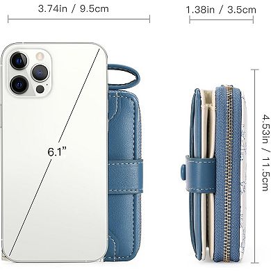 Slim Floral Leather RFID Blocking Wallet for Women: 6 Card Slots, ID Window, Cash & Bill Compartment