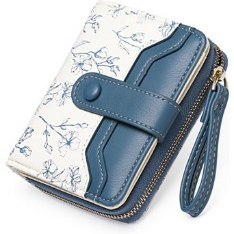 Slim Floral Leather RFID Blocking Wallet for Women: 6 Card Slots, ID Window, Cash & Bill Compartment