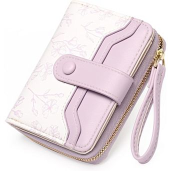 Slim Floral Leather RFID Blocking Wallet for Women: 6 Card Slots, ID Window, Cash & Bill Compartment