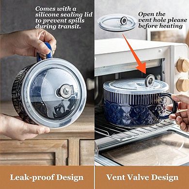 Premium Soup Bowl with Handle for Ramen, Cereal, and Meals