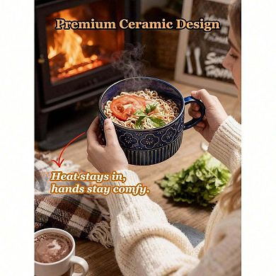 Premium Soup Bowl with Handle for Ramen, Cereal, and Meals