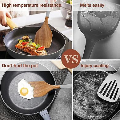 6 Pieces Natural Acacia Wooden Cooking Utensils or Non-Stick Wooden Kitchen Set