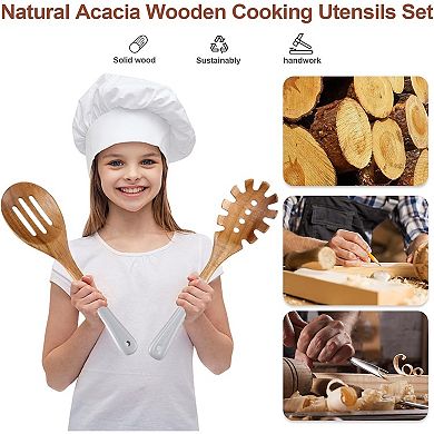 6 Pieces Natural Acacia Wooden Cooking Utensils or Non-Stick Wooden Kitchen Set