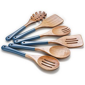 6 pc Natural Acacia Wooden Cooking Utensils or Non-Stick Wooden Kitchen Set